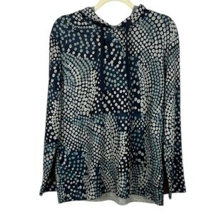 Jac Dale Stylish Navy Gray Abstract Dot Design Long Sleeve Petite Large Hoodie